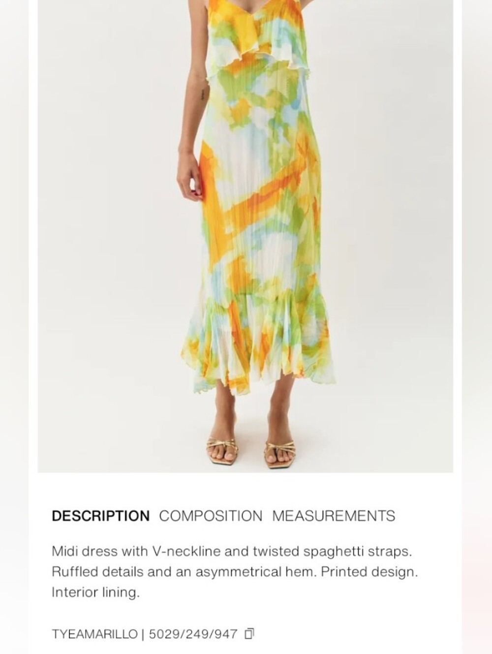 Zara Watercolor Tie-Dye Print Ruffle Midi Dress Sz-L - Picture 13 of 13